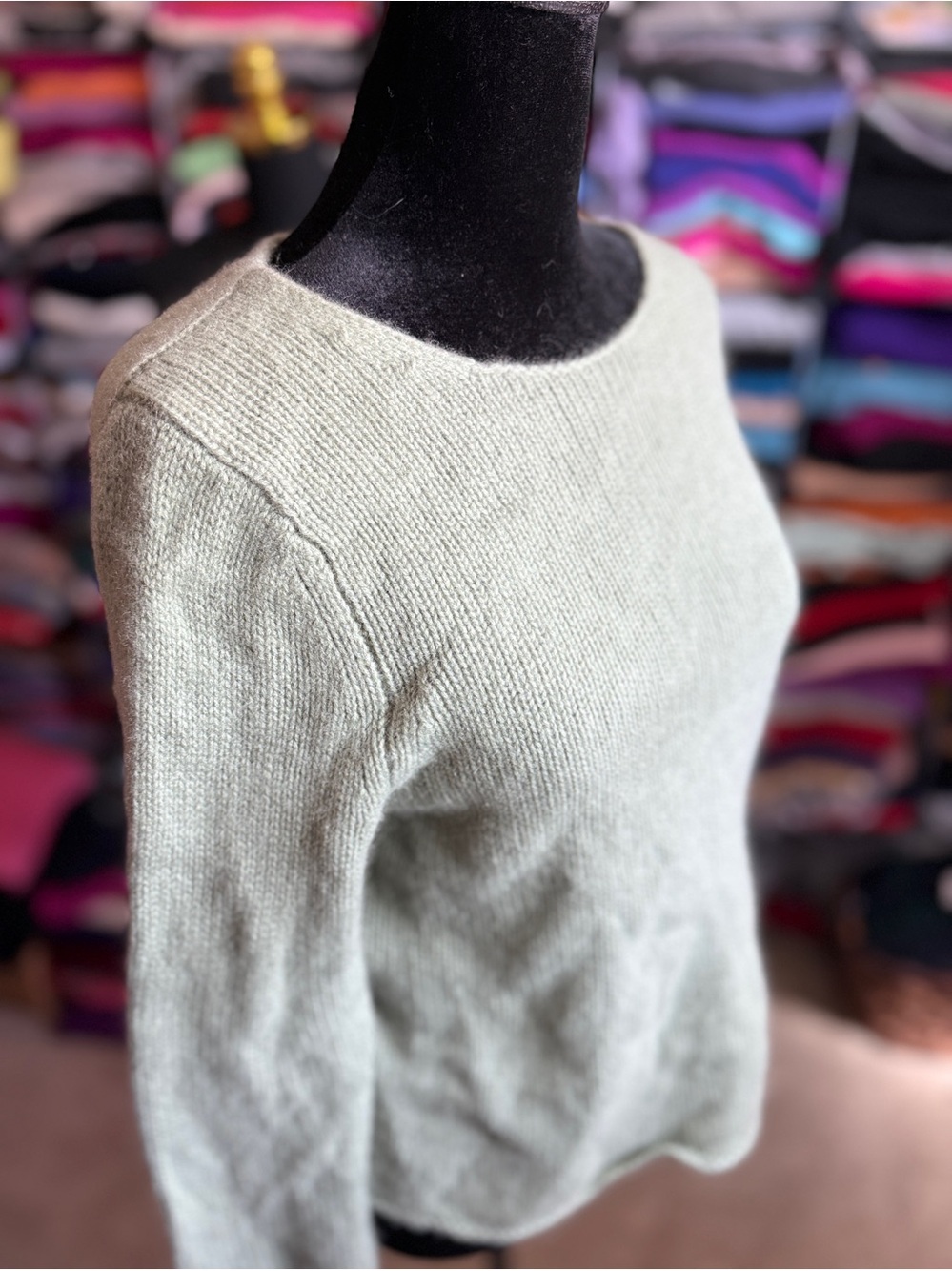 Light Sage Crewneck Women's Cashmere Sweater